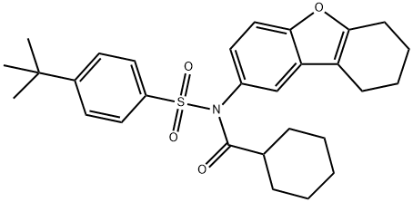 4-tert-butyl-N-(cyclohexylcarbonyl)-N-(6,7,8,9-tetrahydrodibenzo[b,d]furan-2-yl)benzenesulfonamide Struktur