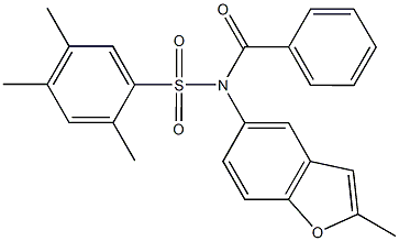 N-benzoyl-2,4,5-trimethyl-N-(2-methyl-1-benzofuran-5-yl)benzenesulfonamide Struktur