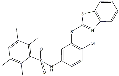 N-[3-(1,3-benzothiazol-2-ylsulfanyl)-4-hydroxyphenyl]-2,3,5,6-tetramethylbenzenesulfonamide Struktur