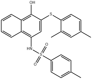 N-{3-[(2,4-dimethylphenyl)sulfanyl]-4-hydroxy-1-naphthyl}-4-methylbenzenesulfonamide Struktur