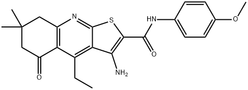 670271-35-9 3-amino-4-ethyl-N-(4-methoxyphenyl)-7,7-dimethyl-5-oxo-5,6,7,8-tetrahydrothieno[2,3-b]quinoline-2-carboxamide