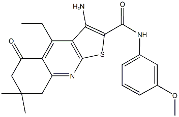 3-amino-4-ethyl-N-(3-methoxyphenyl)-7,7-dimethyl-5-oxo-5,6,7,8-tetrahydrothieno[2,3-b]quinoline-2-carboxamide Structure