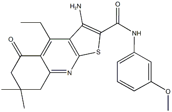 3-amino-4-ethyl-N-(3-methoxyphenyl)-7,7-dimethyl-5-oxo-5,6,7,8-tetrahydrothieno[2,3-b]quinoline-2-carboxamide,670271-36-0,结构式