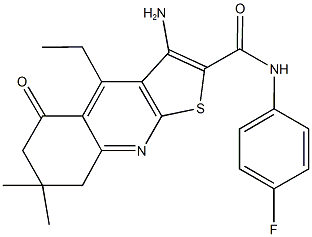 3-amino-4-ethyl-N-(4-fluorophenyl)-7,7-dimethyl-5-oxo-5,6,7,8-tetrahydrothieno[2,3-b]quinoline-2-carboxamide 结构式