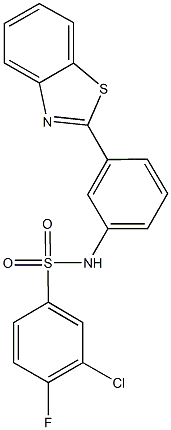 N-[3-(1,3-benzothiazol-2-yl)phenyl]-3-chloro-4-fluorobenzenesulfonamide,670271-65-5,结构式
