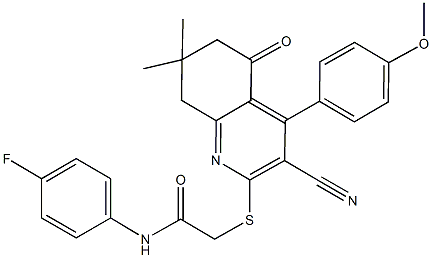 670272-77-2 2-{[3-cyano-4-(4-methoxyphenyl)-7,7-dimethyl-5-oxo-5,6,7,8-tetrahydro-2-quinolinyl]sulfanyl}-N-(4-fluorophenyl)acetamide