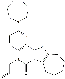 3-allyl-2-{[2-(1-azepanyl)-2-oxoethyl]sulfanyl}-3,5,6,7,8,9-hexahydro-4H-cyclohepta[4,5]thieno[2,3-d]pyrimidin-4-one,670273-30-0,结构式