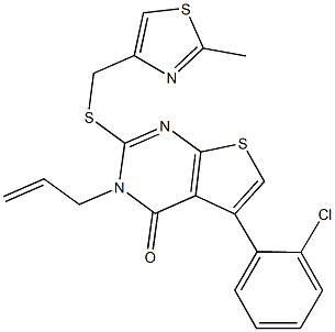 3-allyl-5-(2-chlorophenyl)-2-{[(2-methyl-1,3-thiazol-4-yl)methyl]sulfanyl}thieno[2,3-d]pyrimidin-4(3H)-one Structure