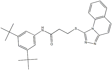 N-(3,5-ditert-butylphenyl)-3-([1,2,4]triazolo[4,3-a]quinolin-1-ylsulfanyl)propanamide 化学構造式