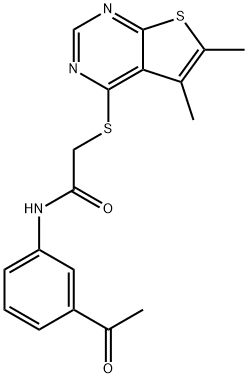 N-(3-acetylphenyl)-2-[(5,6-dimethylthieno[2,3-d]pyrimidin-4-yl)sulfanyl]acetamide,671200-21-8,结构式