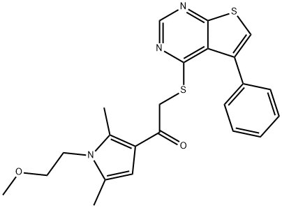 1-[1-(2-methoxyethyl)-2,5-dimethyl-1H-pyrrol-3-yl]-2-[(5-phenylthieno[2,3-d]pyrimidin-4-yl)thio]ethanone Struktur