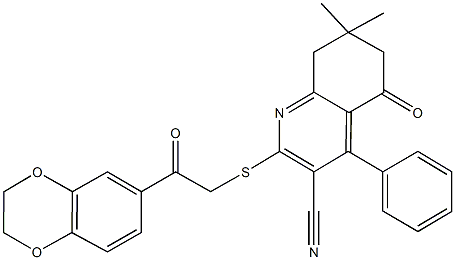 2-{[2-(2,3-dihydro-1,4-benzodioxin-6-yl)-2-oxoethyl]sulfanyl}-7,7-dimethyl-5-oxo-4-phenyl-5,6,7,8-tetrahydro-3-quinolinecarbonitrile|