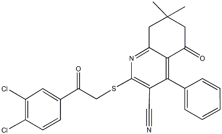 2-{[2-(3,4-dichlorophenyl)-2-oxoethyl]sulfanyl}-7,7-dimethyl-5-oxo-4-phenyl-5,6,7,8-tetrahydro-3-quinolinecarbonitrile 结构式