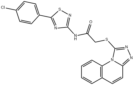 N-[5-(4-chlorophenyl)-1,2,4-thiadiazol-3-yl]-2-([1,2,4]triazolo[4,3-a]quinolin-1-ylsulfanyl)acetamide 化学構造式