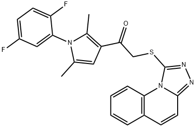 1-[1-(2,5-difluorophenyl)-2,5-dimethyl-1H-pyrrol-3-yl]-2-([1,2,4]triazolo[4,3-a]quinolin-1-ylsulfanyl)ethanone 化学構造式