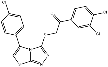 2-{[5-(4-chlorophenyl)[1,3]thiazolo[2,3-c][1,2,4]triazol-3-yl]sulfanyl}-1-(3,4-dichlorophenyl)ethanone 结构式