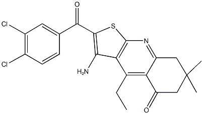 3-amino-2-(3,4-dichlorobenzoyl)-4-ethyl-7,7-dimethyl-7,8-dihydrothieno[2,3-b]quinolin-5(6H)-one,671200-86-5,结构式