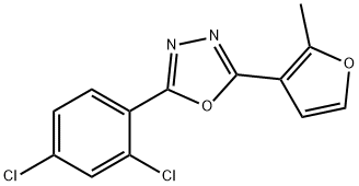 2-(2,4-dichlorophenyl)-5-(2-methyl-3-furyl)-1,3,4-oxadiazole Struktur