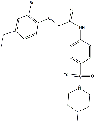 2-(2-bromo-4-ethylphenoxy)-N-{4-[(4-methyl-1-piperazinyl)sulfonyl]phenyl}acetamide,671794-52-8,结构式