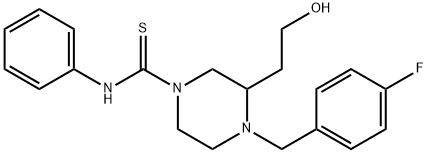 4-(4-fluorobenzyl)-3-(2-hydroxyethyl)-N-phenyl-1-piperazinecarbothioamide 结构式