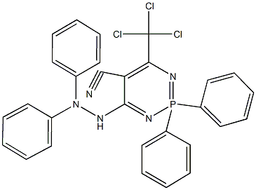 4-(2,2-diphenylhydrazino)-2,2-diphenyl-6-(trichloromethyl)-1,3,2lambda~5~-diazaphosphinine-5-carbonitrile Structure