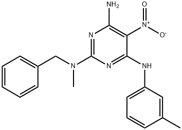 N~2~-benzyl-N~2~-methyl-N~4~-(3-methylphenyl)-5-nitro-2,4,6-pyrimidinetriamine 结构式