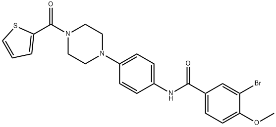 3-bromo-4-methoxy-N-{4-[4-(2-thienylcarbonyl)-1-piperazinyl]phenyl}benzamide 化学構造式