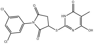 1-(3,5-dichlorophenyl)-3-[(4,6-dihydroxy-5-methyl-2-pyrimidinyl)thio]-2,5-pyrrolidinedione|