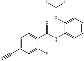 4-cyano-N-[2-(difluoromethoxy)phenyl]-2-fluorobenzamide 化学構造式