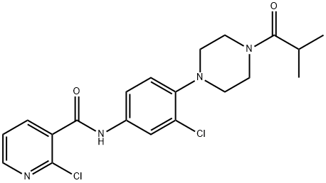 2-chloro-N-[3-chloro-4-(4-isobutyryl-1-piperazinyl)phenyl]nicotinamide 结构式