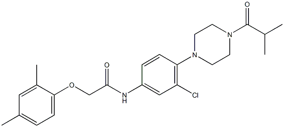 N-[3-chloro-4-(4-isobutyryl-1-piperazinyl)phenyl]-2-(2,4-dimethylphenoxy)acetamide Struktur