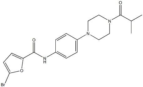 5-bromo-N-[4-(4-isobutyryl-1-piperazinyl)phenyl]-2-furamide 化学構造式