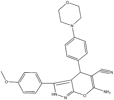 6-amino-3-(4-methoxyphenyl)-4-[4-(4-morpholinyl)phenyl]-2,4-dihydropyrano[2,3-c]pyrazole-5-carbonitrile Structure