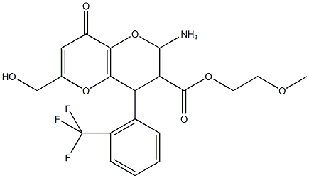 2-methoxyethyl 2-amino-6-(hydroxymethyl)-8-oxo-4-[2-(trifluoromethyl)phenyl]-4,8-dihydropyrano[3,2-b]pyran-3-carboxylate Structure