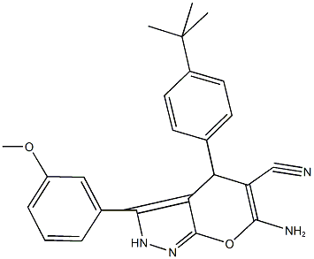 674800-59-0 6-amino-4-(4-tert-butylphenyl)-3-(3-methoxyphenyl)-2,4-dihydropyrano[2,3-c]pyrazole-5-carbonitrile