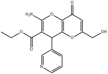 ethyl 2-amino-6-(hydroxymethyl)-8-oxo-4-(3-pyridinyl)-4,8-dihydropyrano[3,2-b]pyran-3-carboxylate 结构式