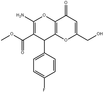 methyl 2-amino-4-(4-fluorophenyl)-6-(hydroxymethyl)-8-oxo-4,8-dihydropyrano[3,2-b]pyran-3-carboxylate,674805-38-0,结构式