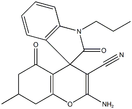2-amino-7-methyl-1'-propyl-1',3',5,6,7,8-hexahydro-2',5-dioxospiro[4H-chromene-4,3'-(2'H)-indole]-3-carbonitrile 化学構造式