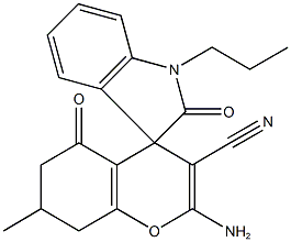 2-amino-7-methyl-1'-propyl-1',3',5,6,7,8-hexahydro-2',5-dioxospiro[4H-chromene-4,3'-(2'H)-indole]-3-carbonitrile Struktur