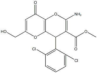 methyl 2-amino-4-(2,6-dichlorophenyl)-6-(hydroxymethyl)-8-oxo-4,8-dihydropyrano[3,2-b]pyran-3-carboxylate Structure