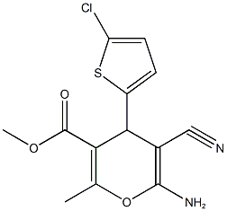 methyl 6-amino-4-(5-chloro-2-thienyl)-5-cyano-2-methyl-4H-pyran-3-carboxylate,674805-94-8,结构式