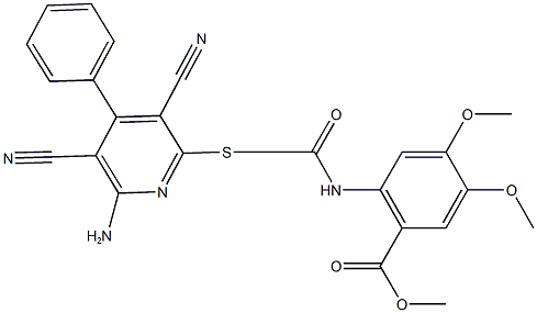 methyl 2-({[(6-amino-3,5-dicyano-4-phenyl-2-pyridinyl)sulfanyl]acetyl}amino)-4,5-dimethoxybenzoate|