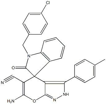 6'-amino-5'-cyano-3'-(4-methylphenyl)-1-(4-chlorobenzyl)-1,2',3,4'-tetrahydrospiro(2H-indole-3,4'-pyrano[2,3-c]pyrazole)-2-one|