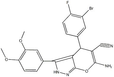 6-amino-4-(3-bromo-4-fluorophenyl)-3-(3,4-dimethoxyphenyl)-2,4-dihydropyrano[2,3-c]pyrazole-5-carbonitrile|