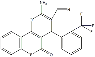 2-amino-5-oxo-4-[2-(trifluoromethyl)phenyl]-4H,5H-thiochromeno[4,3-b]pyran-3-carbonitrile,674806-78-1,结构式