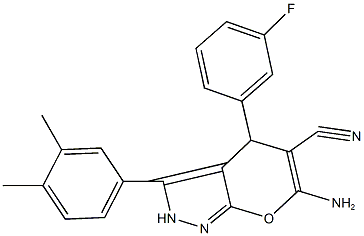 6-amino-3-(3,4-dimethylphenyl)-4-(3-fluorophenyl)-2,4-dihydropyrano[2,3-c]pyrazole-5-carbonitrile|