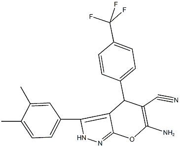 6-amino-3-(3,4-dimethylphenyl)-4-[4-(trifluoromethyl)phenyl]-2,4-dihydropyrano[2,3-c]pyrazole-5-carbonitrile Structure