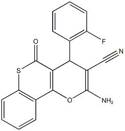 2-amino-4-(2-fluorophenyl)-5-oxo-4H,5H-thiochromeno[4,3-b]pyran-3-carbonitrile Structure