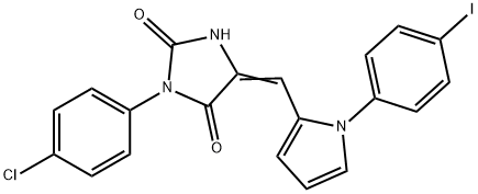 3-(4-chlorophenyl)-5-{[1-(4-iodophenyl)-1H-pyrrol-2-yl]methylene}-2,4-imidazolidinedione Structure