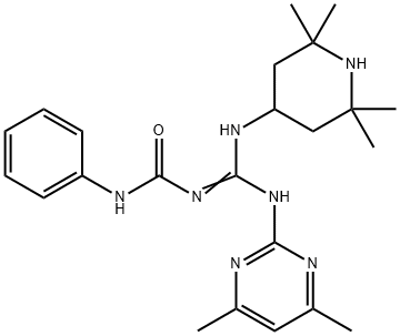 N-{[(4,6-dimethyl-2-pyrimidinyl)amino][(2,2,6,6-tetramethyl-4-piperidinyl)amino]methylene}-N'-phenylurea,675142-19-5,结构式